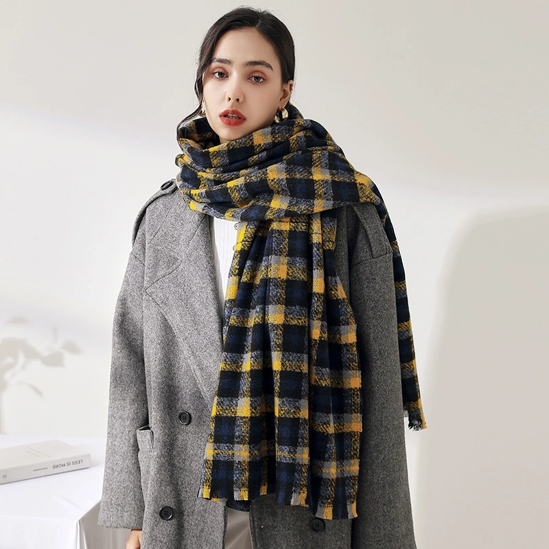 Plaid Scarf Women&prime;s New Japanese and Korean Sweet Imitation Cashmere Scarf