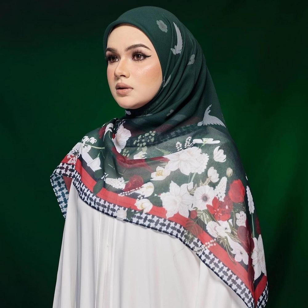 2024 Hot Selling Palestine Scarf Custom Digital Printed Cotton Voile Hijab Scarf