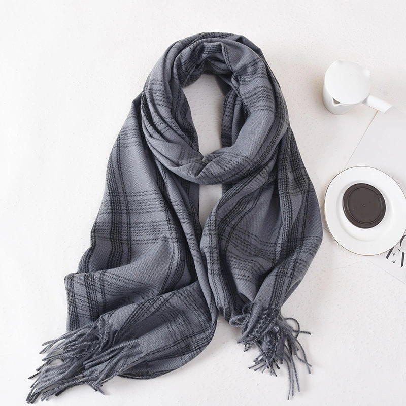 New Niche High Appearance Level Polyester Scarf Ins Plaid Scarf for Women Winter Warm Long Scarf