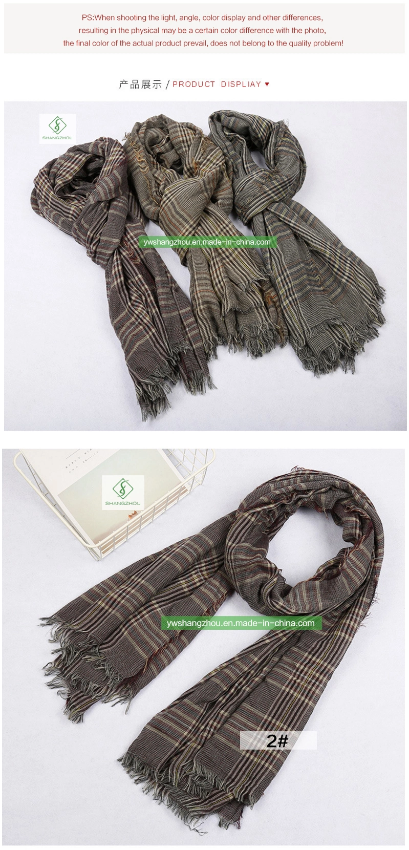 Newest Cotton Plaid Short-Whisker Scarf Fashion Lady Sunscreen Shawl