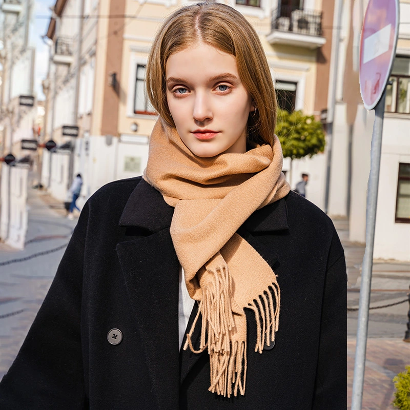 Winter Ladies Pure 100% Cashmere Scarves Shawls Designer Luxury Long Tassel Pashmina Wool Stoles Scarf for Women Men