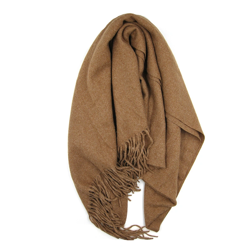 Cashmere Blend Classic Plain Scarf with Tassel Hem