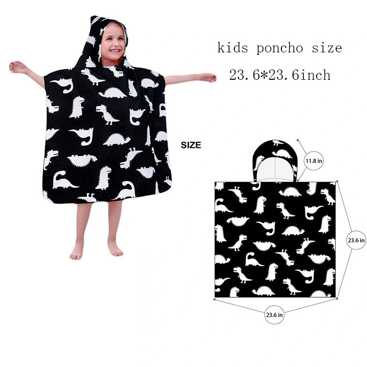 Custom Soft Child Hooded Towel Microfiber Surf Poncho