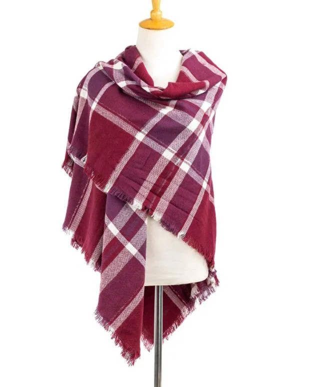 Ladies Fashion Leisure Classical Checked Woven Scarf Wrap Shawl Poncho