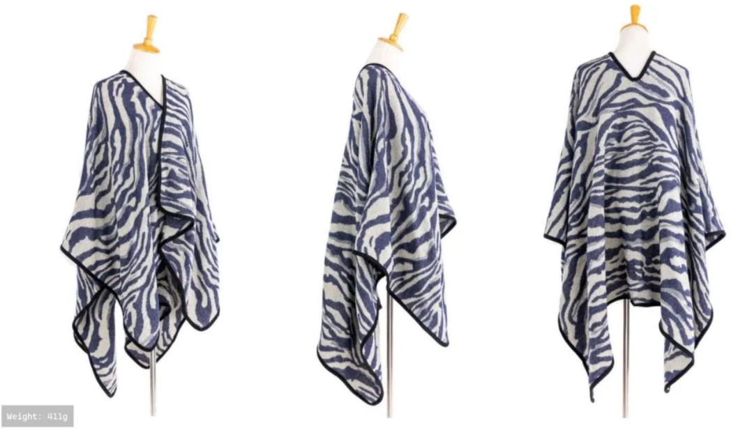 Quality Ladies Zebra Classical Acrylic Knitted Scarf Wrap Poncho Shawl
