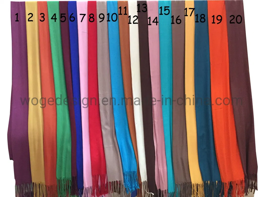 Classic UK Beautiful Hijabs Factory Wholesale Ladies Plain Solid Viscose Scarfs Pashmina with 41colors Available Stock