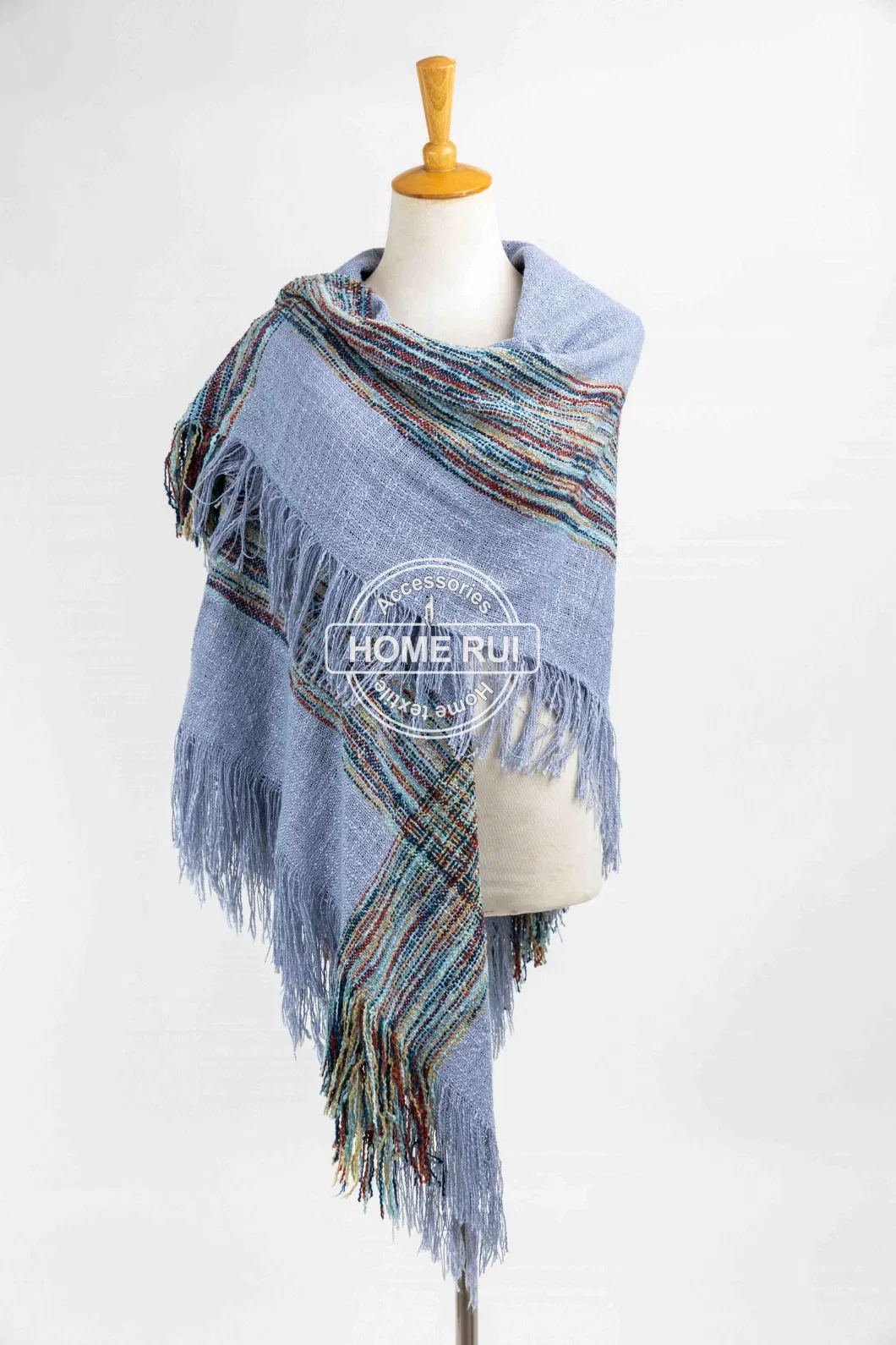 Outfit Lightweight Fall Purple Blue Striped Soft Tassel Plaid Lattice Veronz Classic Nova Scottish Cozy Oversize Cappa Tippet Turban Snug Plain Stole Shawl