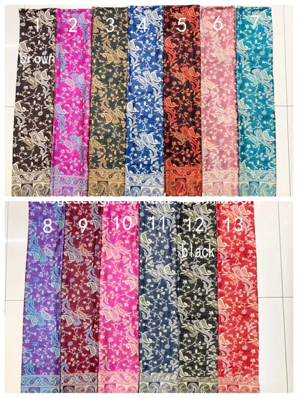 Fashion Hot Sold Ladies Jacquard Flower Polyester Blend Viscose Yarn Pashmina Scarf Poncho