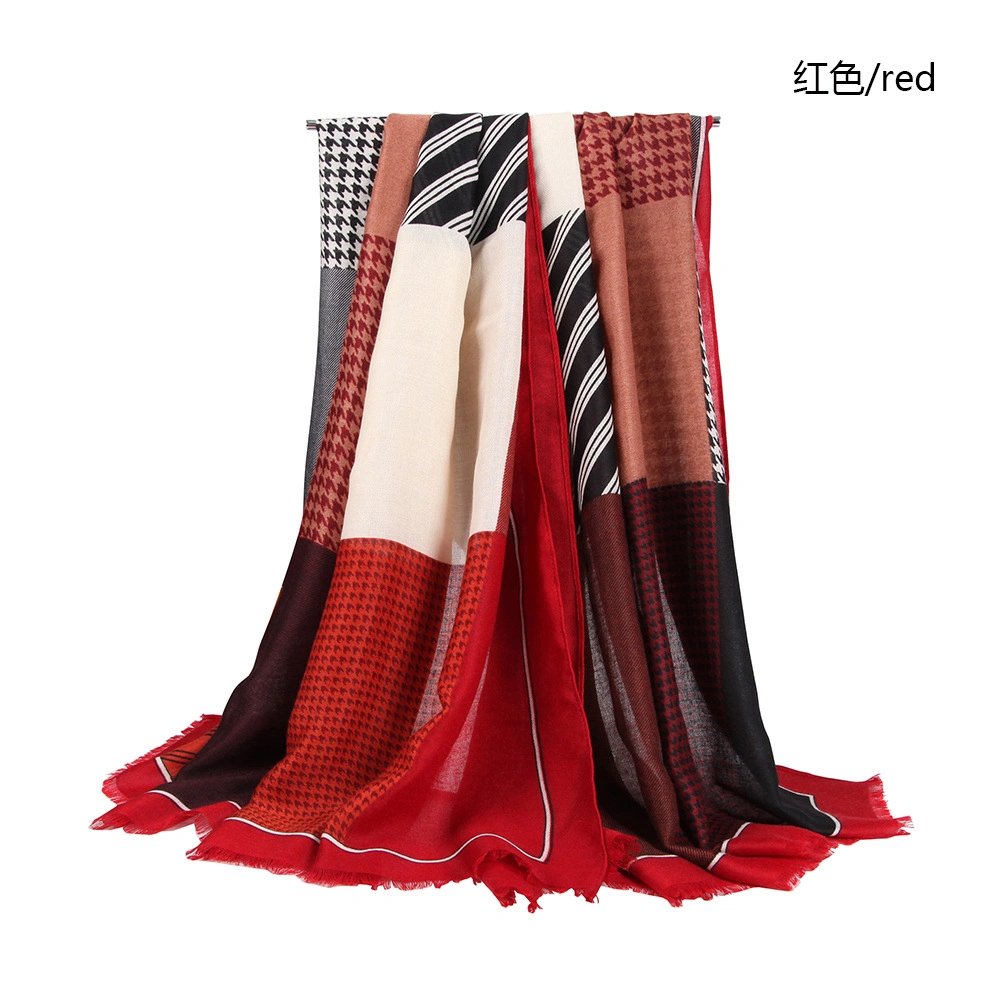 New Rectangular Houndstooth Printed Scarf Personalized Custom 100% Pure Silk Twill Satin Square Skinny Scarf for Women