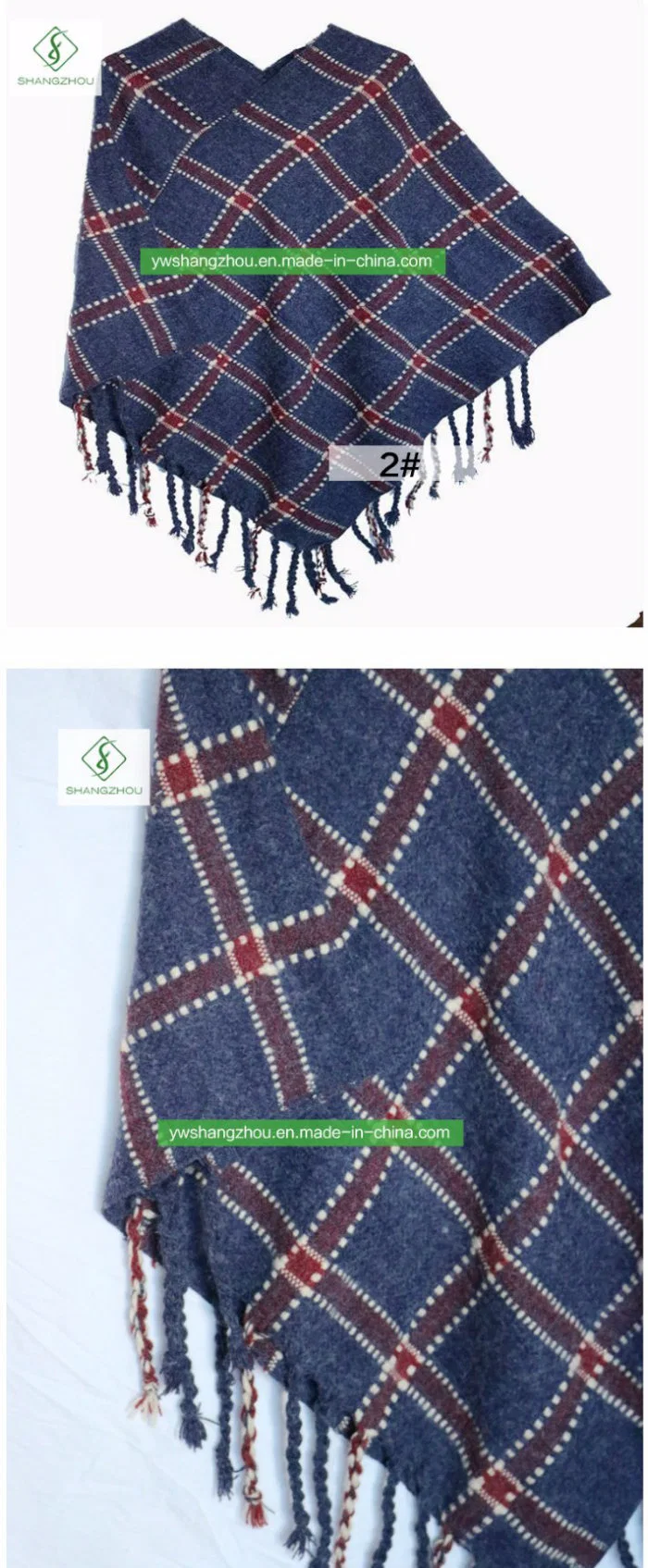 High-Quality Europe Winter Plaid Wool Shawl Fashion Women Warm Cloak