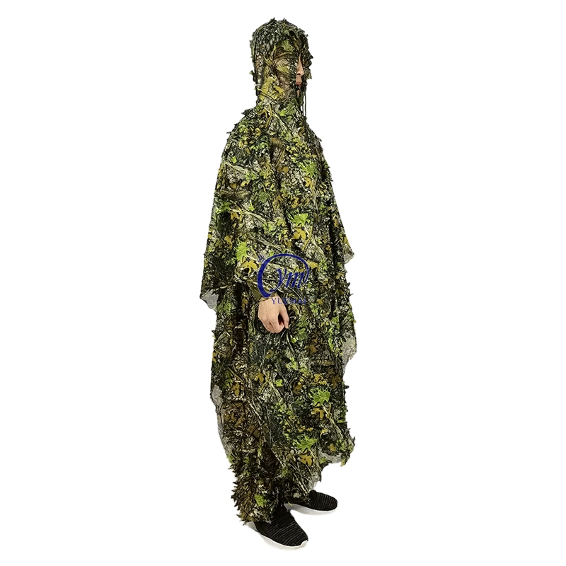 Hunting Poncho 3D Leaves Woodland Camouflage Ghillie Cloak