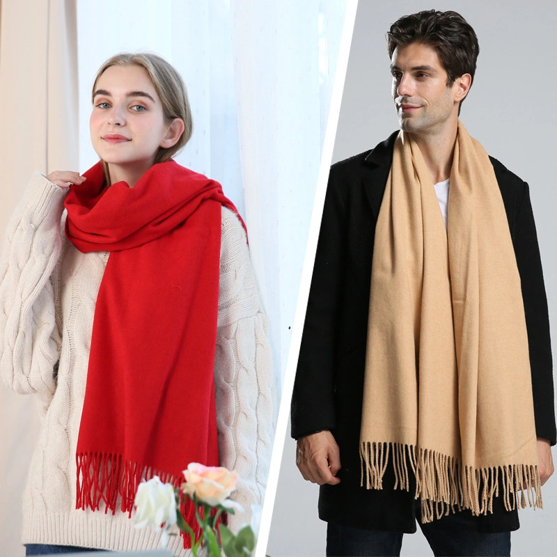 High Quality Apparel Cool Fashion Solid Color Lady Winter Warmer Thick Long Woven Knitted Fake Wool Cashmere Scarf