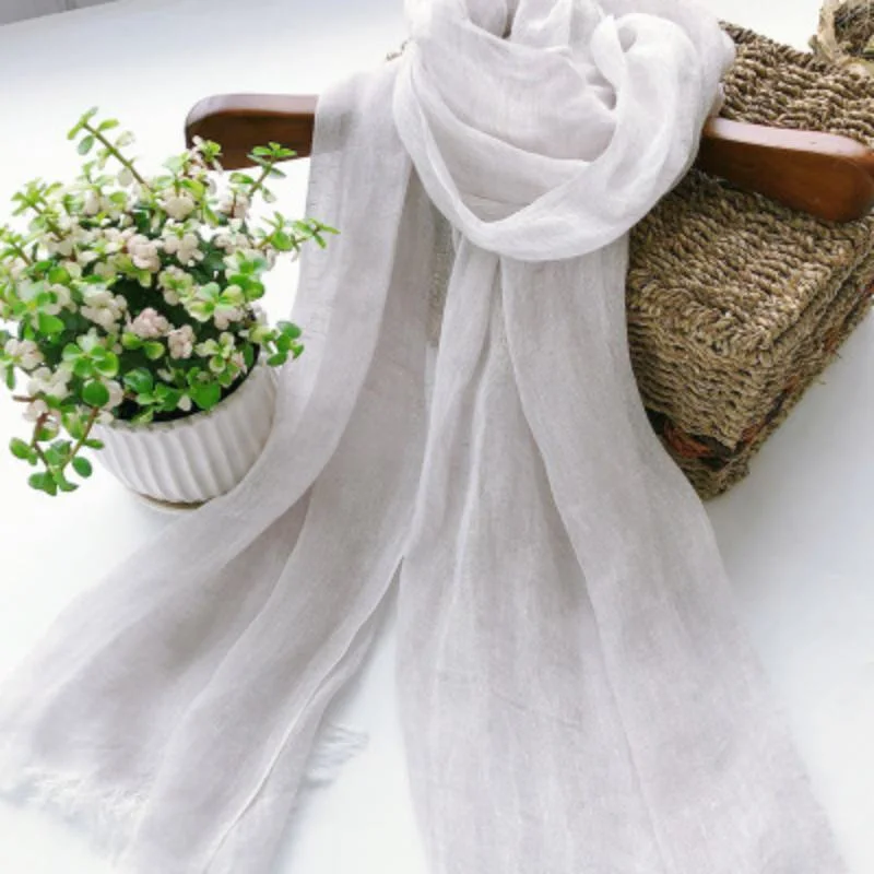 New Linen Light Grey Scarf European and American Fashion Design Accessories Scarf Monochrome Comfortable Curling Shading Scarf