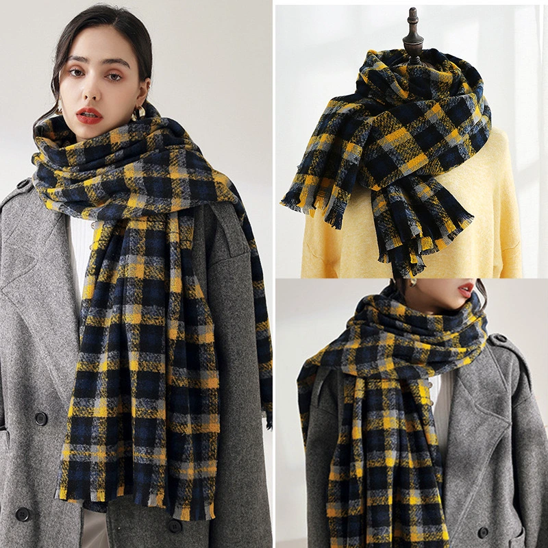 Plaid Scarf Women&prime;s New Japanese and Korean Sweet Imitation Cashmere Scarf