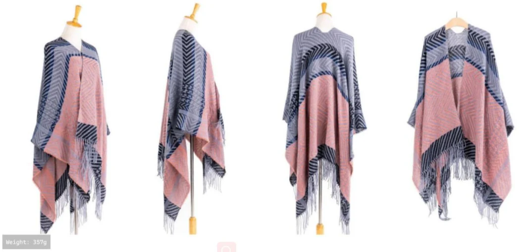 Ladies Fashion Leisurepolyester Knitted Tassel Scarf Wrap Poncho Shawl