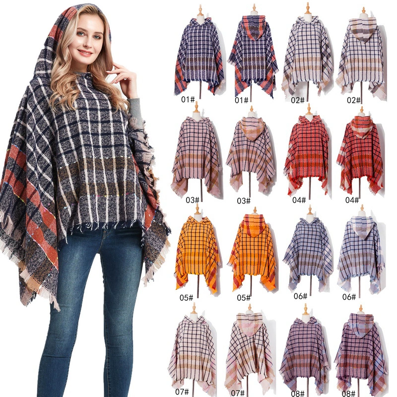 High Quality Winter Hooded Cape Poncho for Women