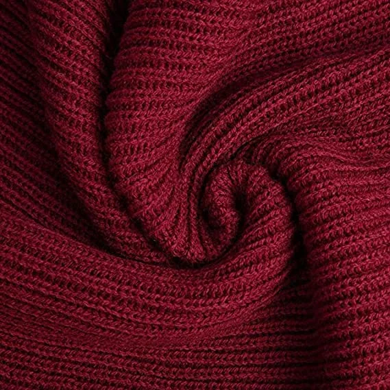 Autumn and Winter Unisex Pure Color Neck Warm Knitting Yarn Red Scarf