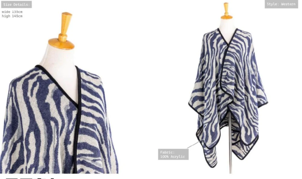 Quality Ladies Zebra Classical Acrylic Knitted Scarf Wrap Poncho Shawl