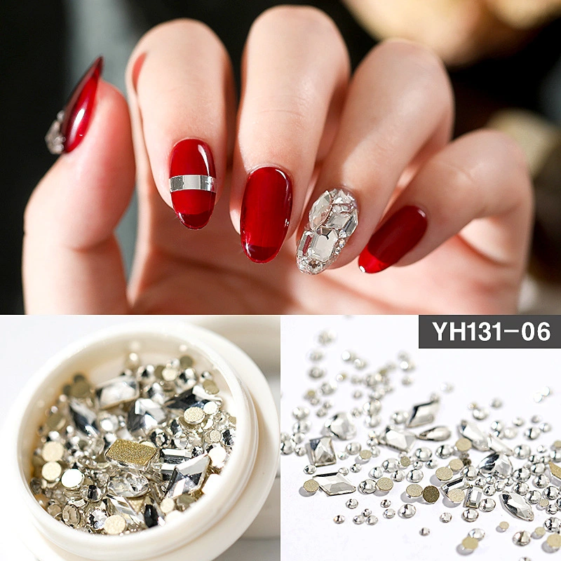 Nail Diamond Mesh Red Flat Bottom Diamond Ab Transparent Nail