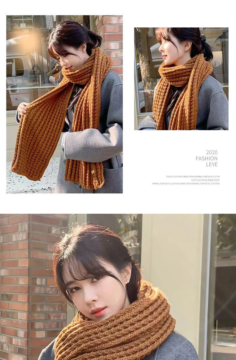 Fashion Lady Warm Long Pure Color Shawls Knitted Scarves Women