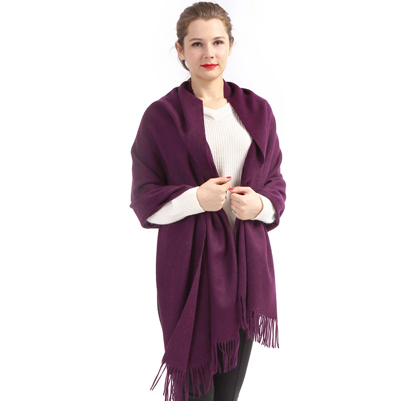 Wholesale Classic Plain Pure Wool Shawl Winter Luxury Pashmina Wrap for Woman