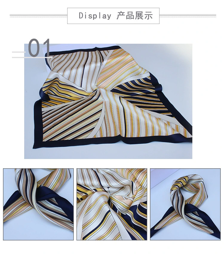 Custom Pattern Silk Hair Scarf High Quality Satin Silk Twill Women Scarf