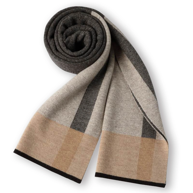 Super Soft Chunky Natural Wool Checked Scarf for Mens