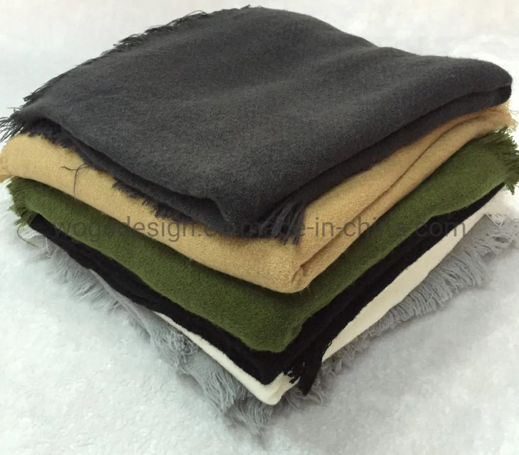 Top Selling Oversized Factory Wholesale Knitted Tassel Plain Winter Unisex Solid Color Square Cashmere Blanket Scarf