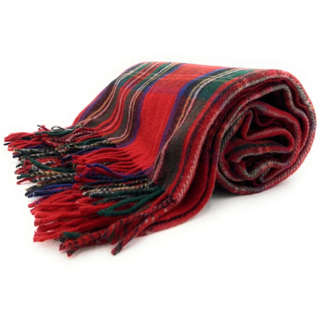 Pure Lamb&prime;s Wool Scotch Tartan Check Scarf Blanket