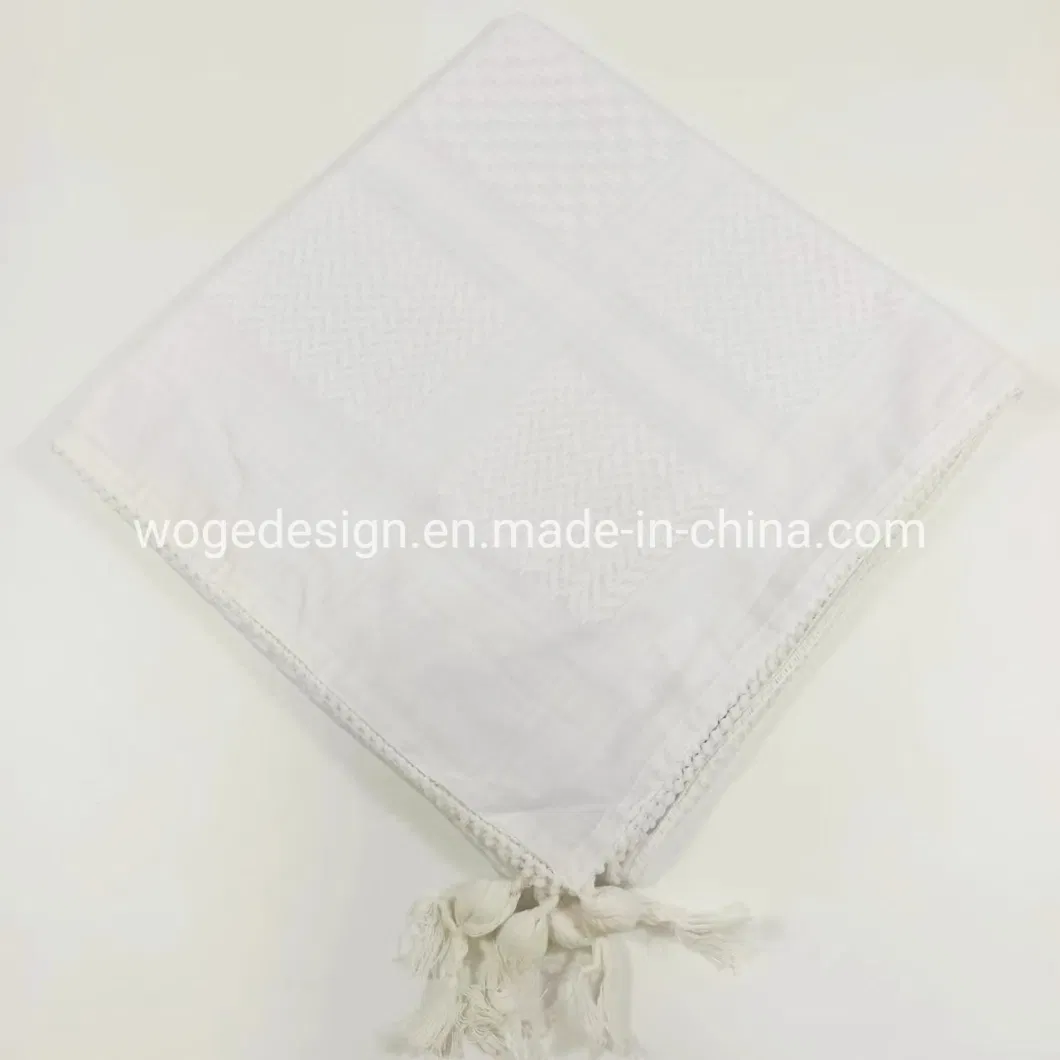 Tops Selling 130*130cm Square High Quality Jacquard Polyester Arafat Scarf with Fringes