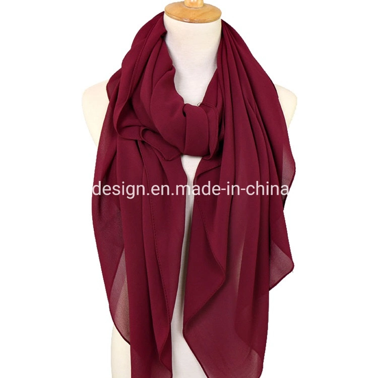 Top Selling Modest Muslim Dress Shawl Hijab 140*140cm Ladies Yiwu Factory Bubble Plain Solid Heavy Polyester Square Chiffon Scarfs