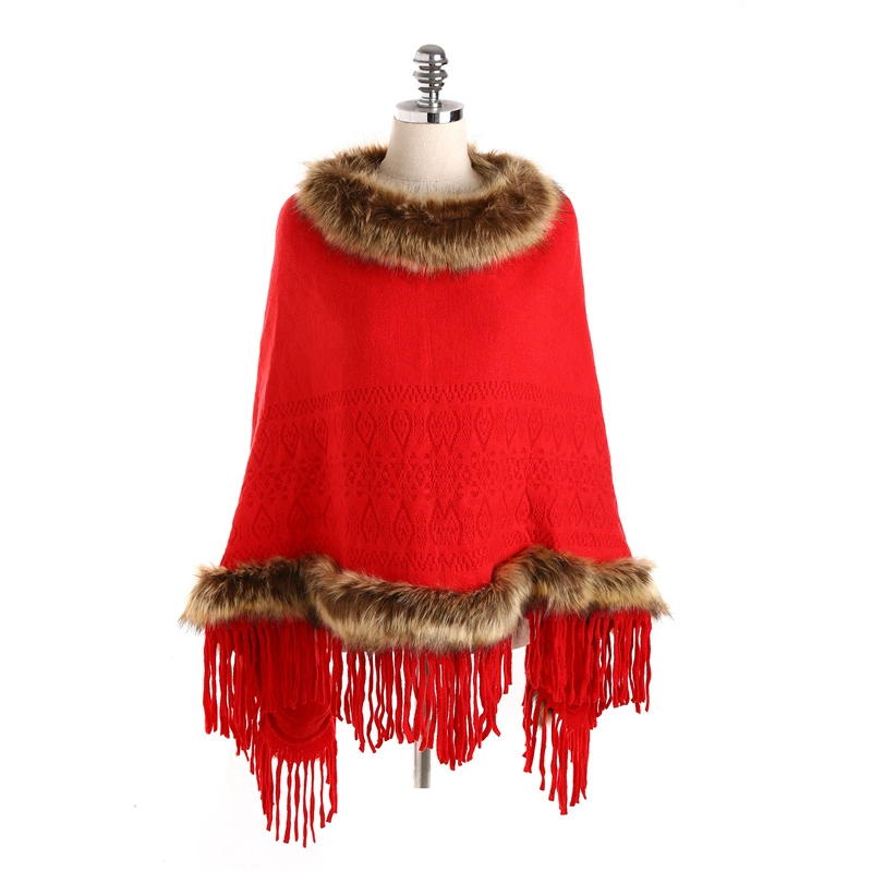 Women Shawl Cloak Winter Scarf Ladies Travel Shawls Cashmere Hickened Cloak Fur Cloak