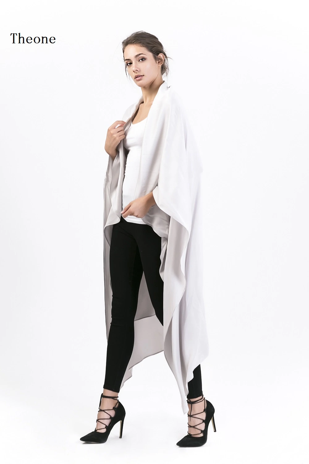 Fashion Silk Satin Cape; Minimalist Silk Cloak