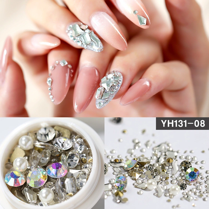 Nail Diamond Mesh Red Flat Bottom Diamond Ab Transparent Nail