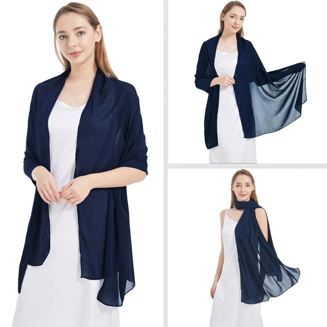 Custom Ladies Formal Evening Party Navy Blue Chiffon Shawls Capes