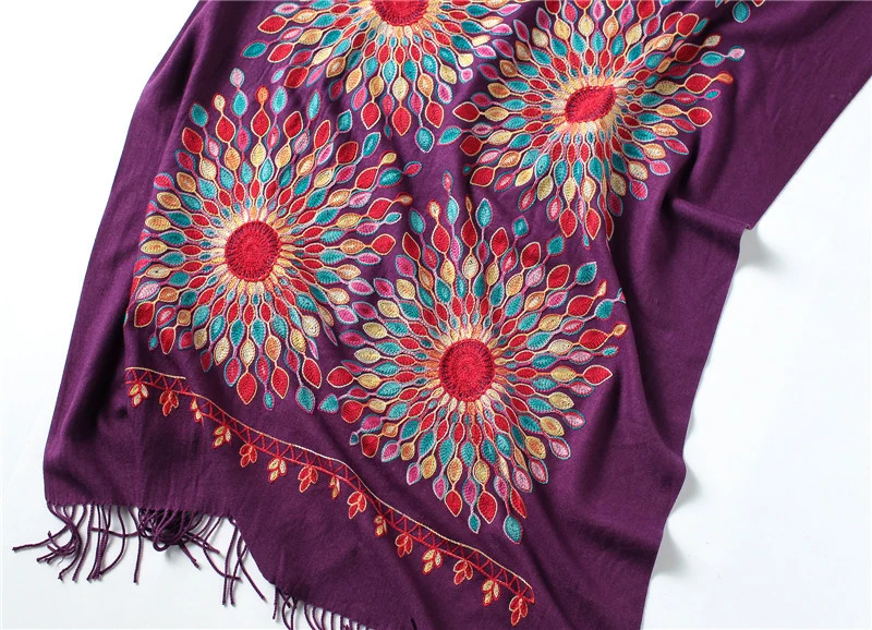 Embroidered Customized Wool Shawl Woven Pashmina Scarf