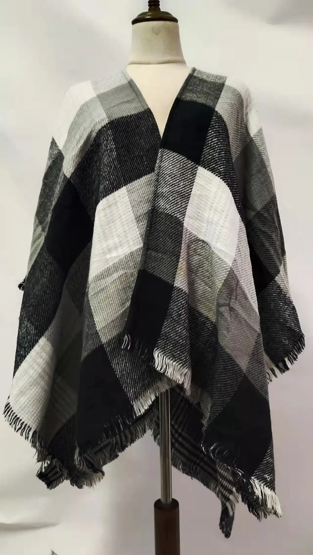 Lady Fashion Elegant Classical Tassel Shepherd Check Knitted Scarf Wrap Shawl