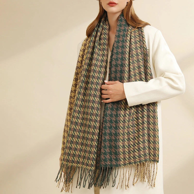 Cashmere Felling Coloured Checked Winter Warm Wrap Small Plaid Scarf