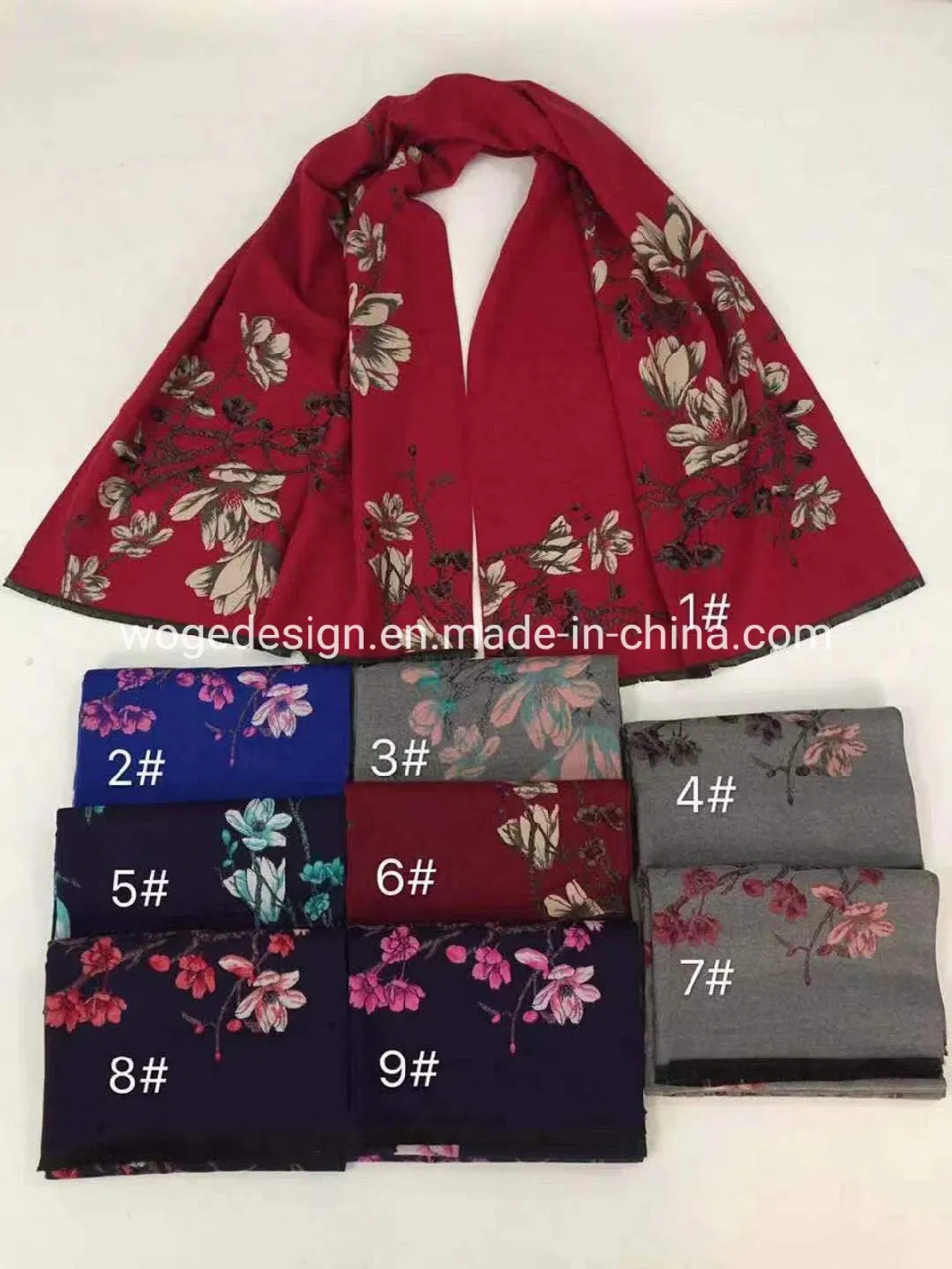 Tops Selling Bengalese Wholesale Khimar Jacquard Big Flower Winter Scarves for Ladies
