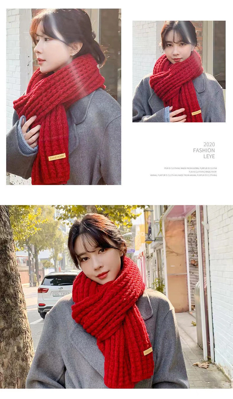 Fashion Lady Warm Long Pure Color Shawls Knitted Scarves Women