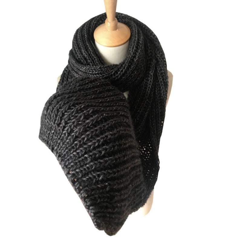 OEM Pure Color Ribs Cozy Warm Women Winter Loop Knit Scarf