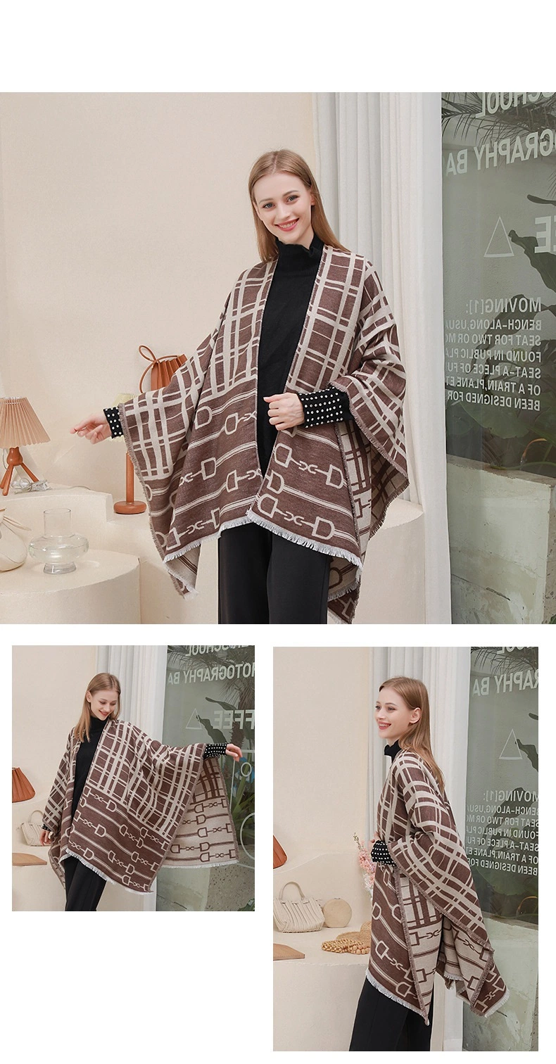 Women Cape Thick Wrap Shawl Fall Winter Wrap Cardigan and Shawl Poncho