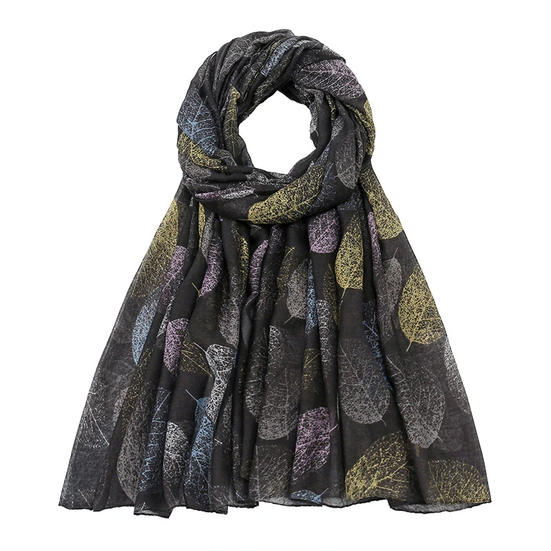 Maple Leaves Scarf, Maple Leaf Scarves, Black Silk Scarf, Autumn Accessories