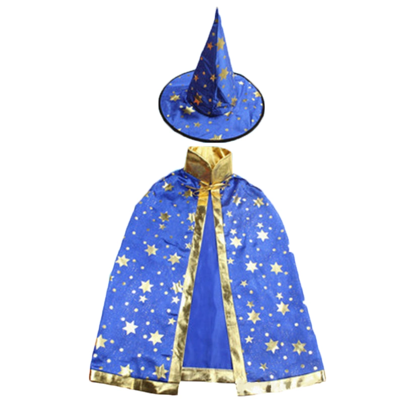 2023 Multicolor Children&prime;s Cape Pentagram Magician Wizard Halloween Party Costumes Kids Capes
