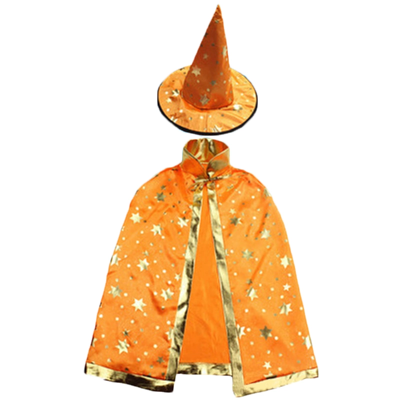 2023 Multicolor Children&prime;s Cape Pentagram Magician Wizard Halloween Party Costumes Kids Capes