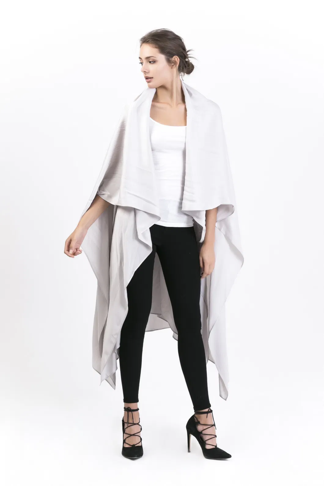 Fashion Silk Satin Cape; Minimalist Silk Cloak