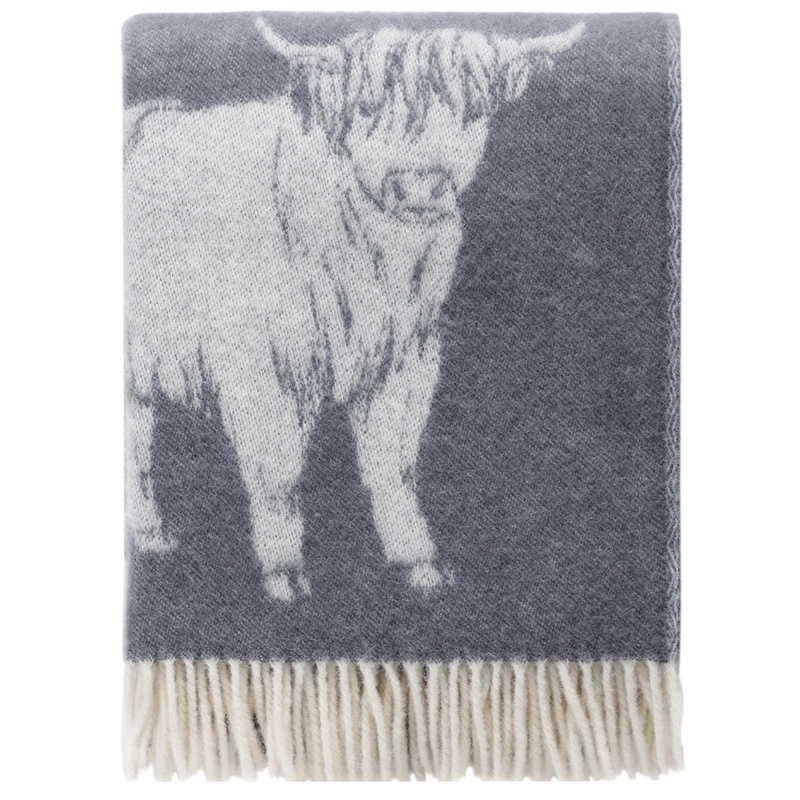 Highland Cow Wool Throw Reversible Cow Scarf