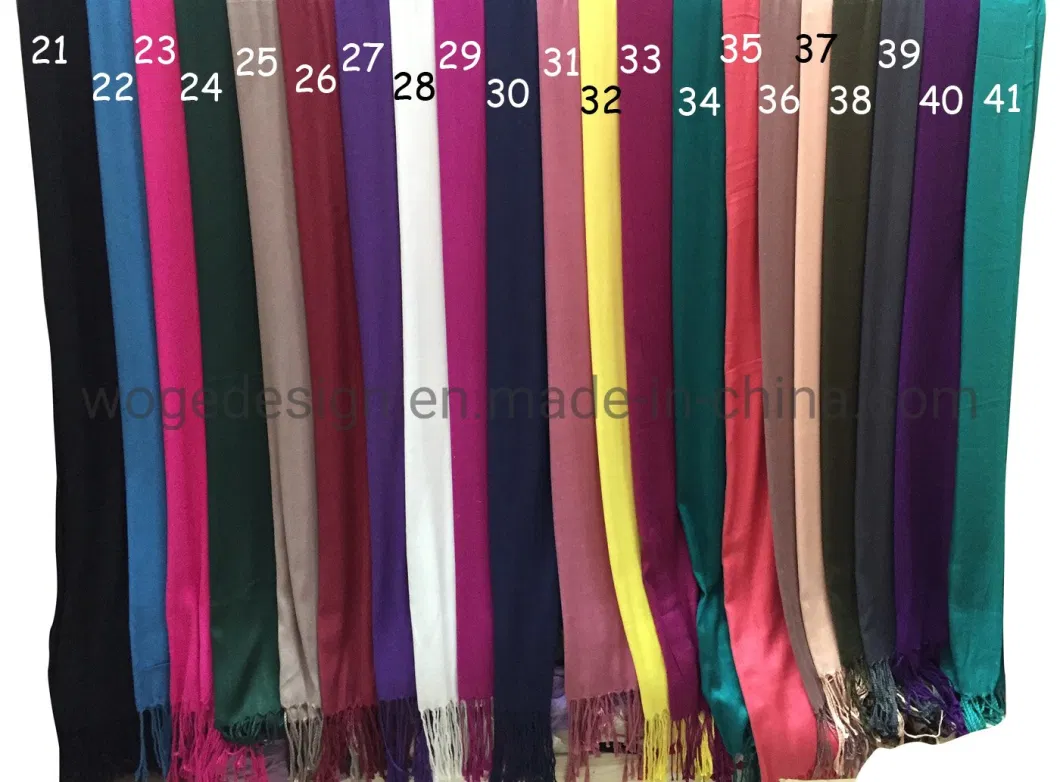 Classic UK Beautiful Hijabs Factory Wholesale Ladies Plain Solid Viscose Scarfs Pashmina with 41colors Available Stock