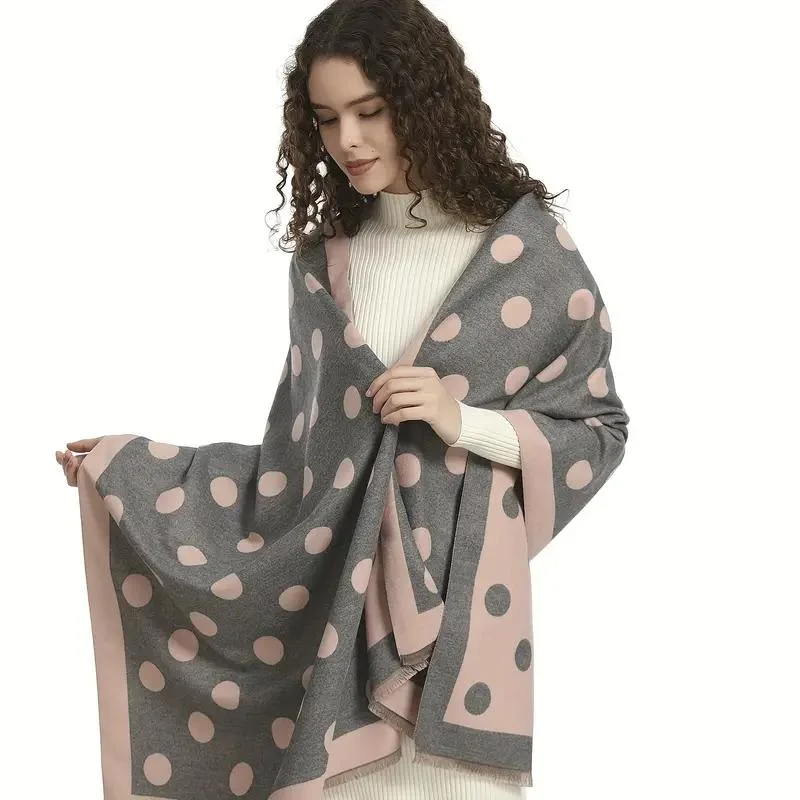 Double Sided Polka DOT Scarf Elegant Two Colors