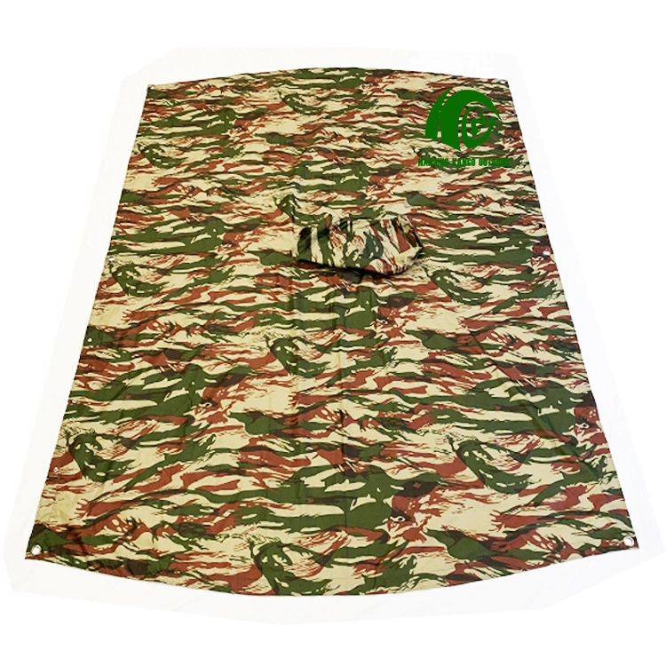 Kango Customized Camouflage Waterproof Polyester Rain Poncho for Camping Hiking